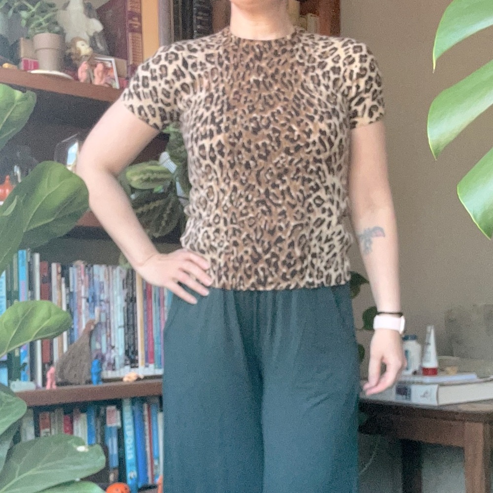 Dolce & Gabbana cashmere leopard print short sleeveve sweater